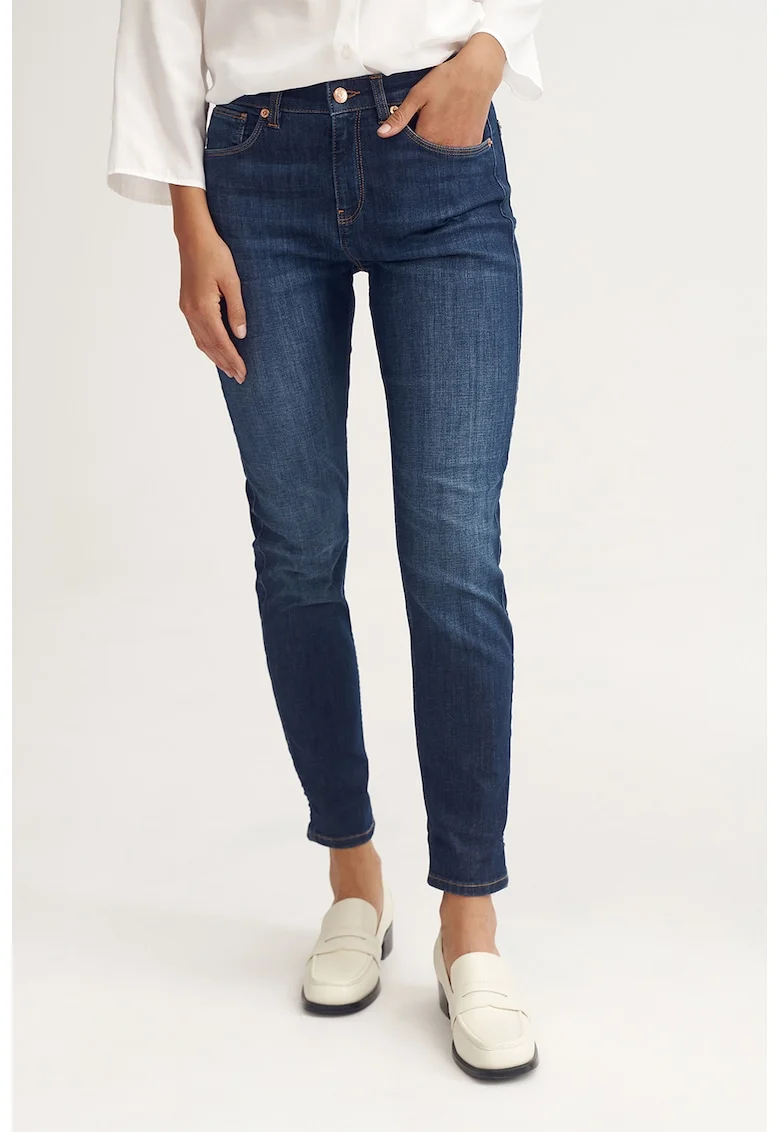 Blugi crop skinny, Albastru inchis