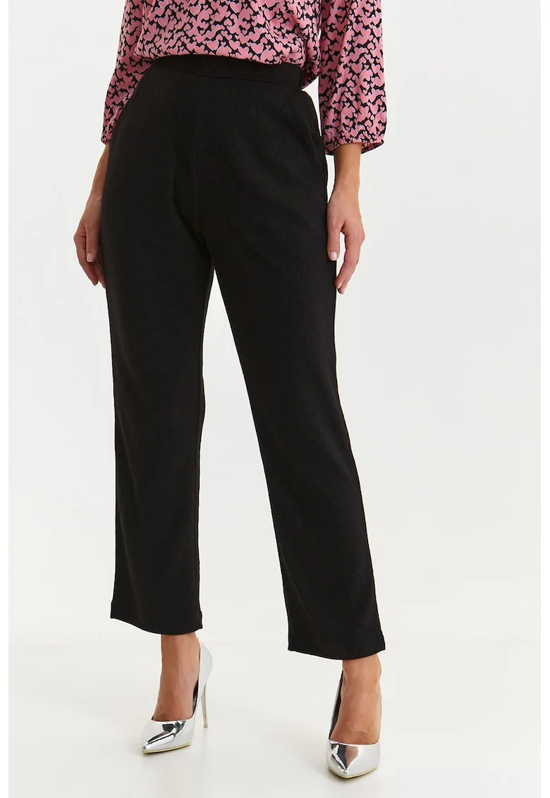 Pantaloni cu croiala conica si talie inalta, Negru