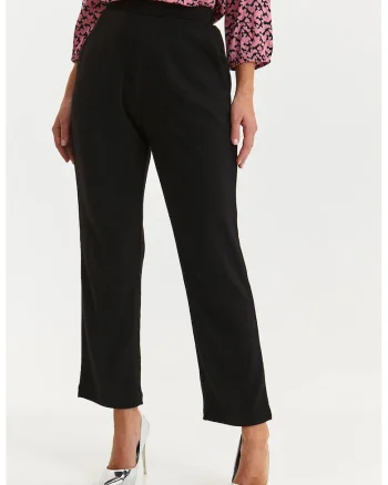 Pantaloni cu croiala conica si talie inalta, Negru