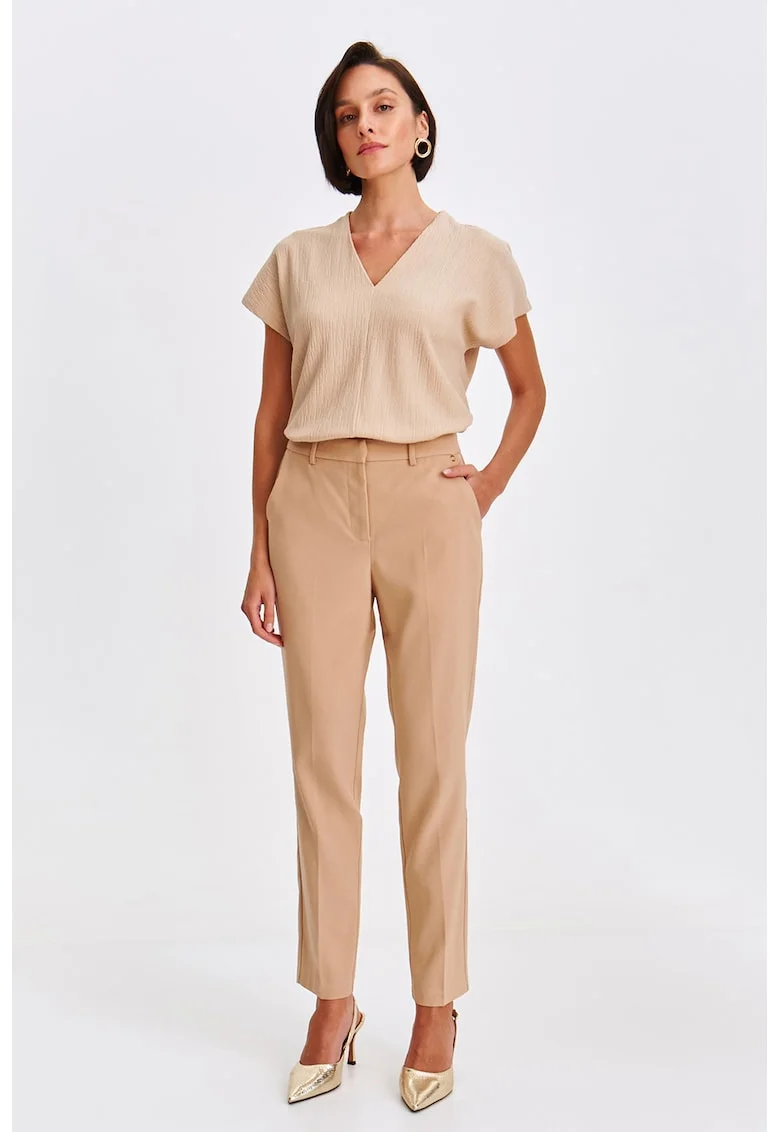 Pantaloni lungi cu model uni, Maro nisip