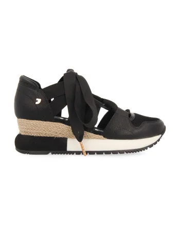 Pantofi sport cu talpa wedge si decupaje Lizarda, Negru