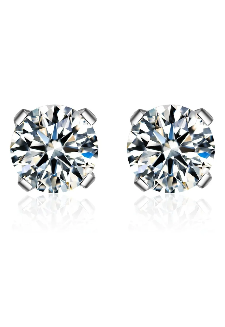 Cercei placati cu rodiu, decorati cu cristale zirconia Rêverie, Argintiu
