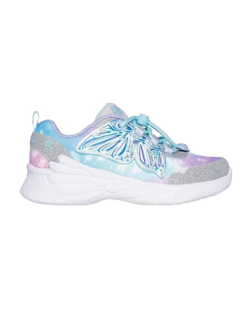 Pantofi sport cu aspect stralucitor si LED-uri Dream Racer, Albastru deschis/Argintiu