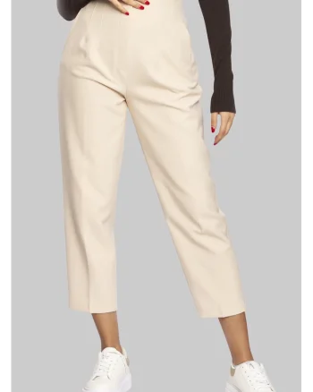 Pantaloni conici crop cu talie inalta 50487, Bej