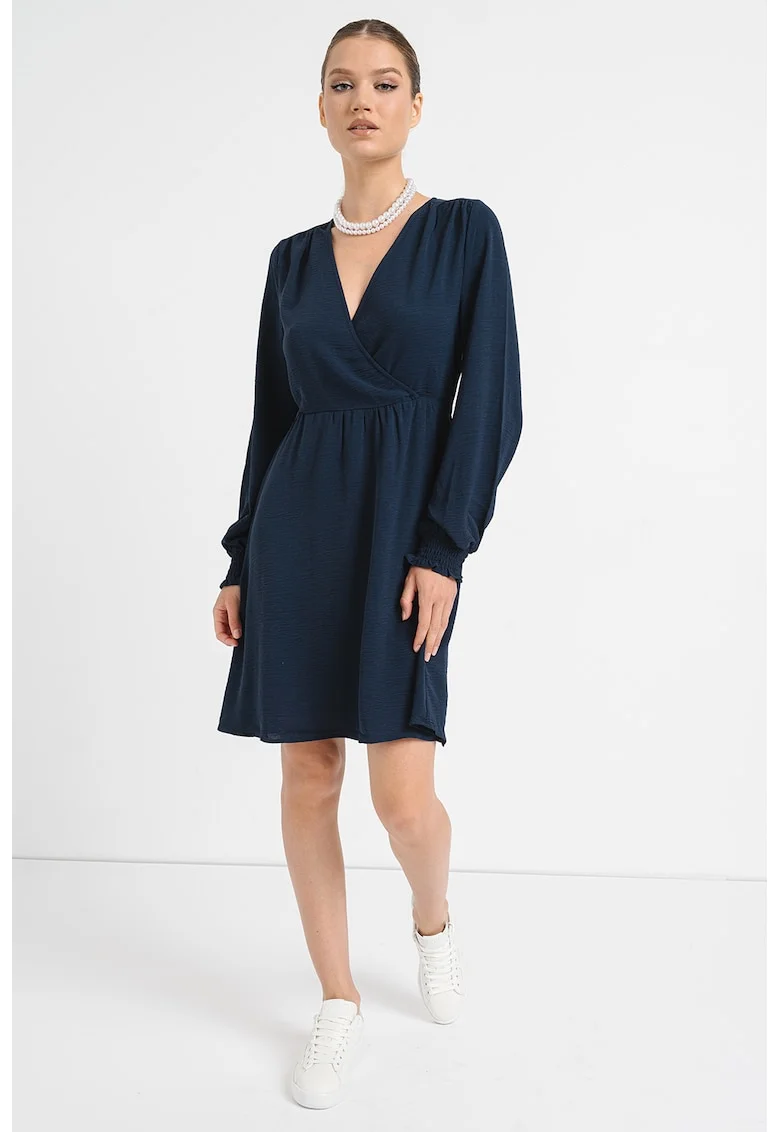 Rochie mini evazata cu decolteu cache coeur Gaja, Albastru ultramarin
