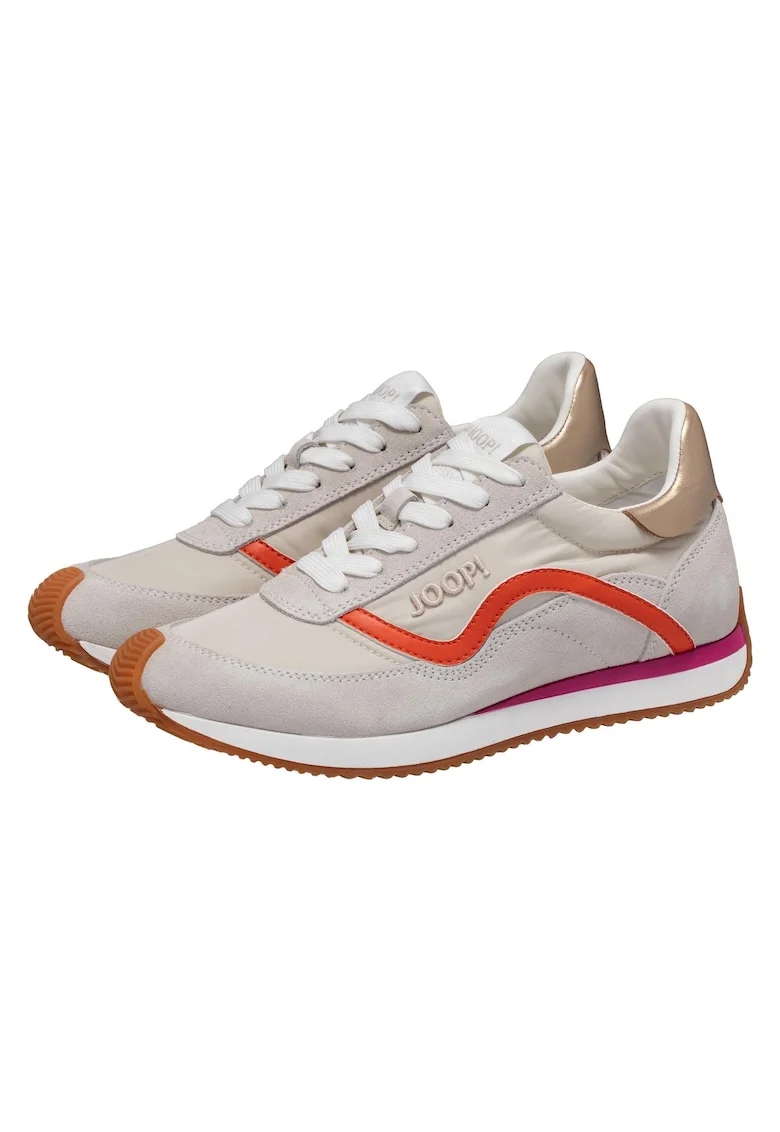 Pantofi sport de piele intoarsa cu garnituri textile 26673, Portocaliu/Bej