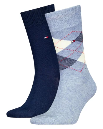 Set de sosete lungi cu logo discret - 2 perechi, Albastru deschis/Bleumarin