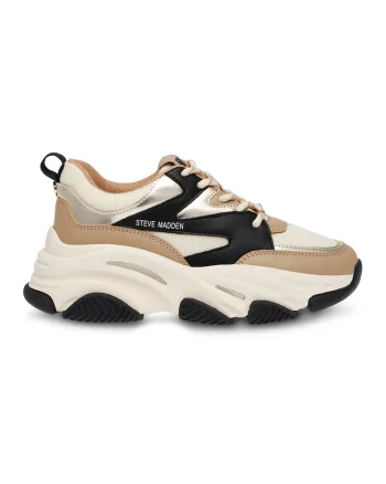 Pantofi sport cu aspect masiv Progressive, Negru/Maro camel/Crem
