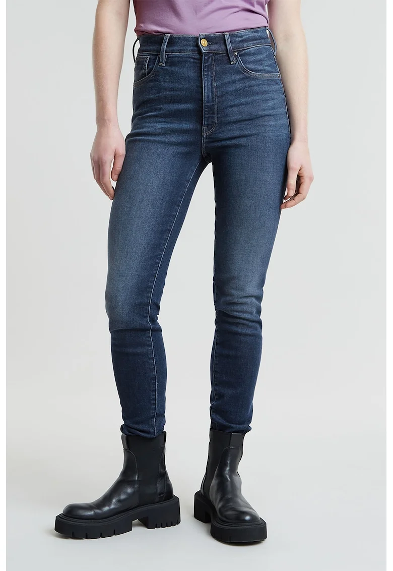 Blugi skinny cu aspect decolorat, Albastru inchis