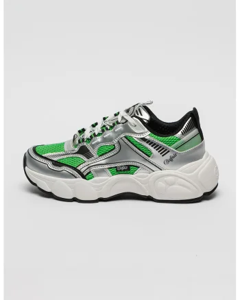 Pantofi sport de piele ecologica CLD Run JOG, Verde/Argintiu