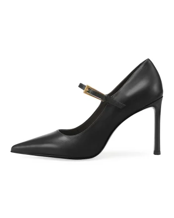 Pantofi de piele cu varf ascutit, Negru