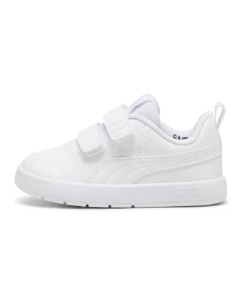 Pantofi sport Courtflex din piele ecologica cu velcro, Alb