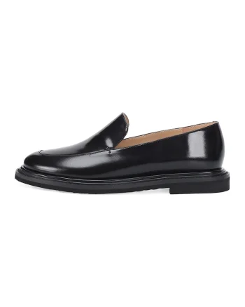 Pantofi loafer de piele cu aspect lacuit, Negru
