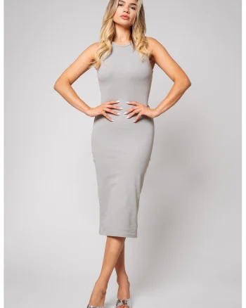 Rochie cambrata fara maneci, Maro taupe