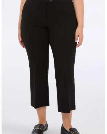 Pantaloni crop cu talie inalta, Negru
