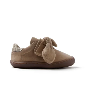 Pantofi sport de piele intoarsa cu aplicatie funda, Bej