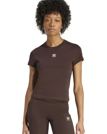 Tricou slim fit din bumbac Essentials, Maro