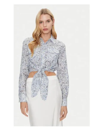 Camasa crop cu imprimeu