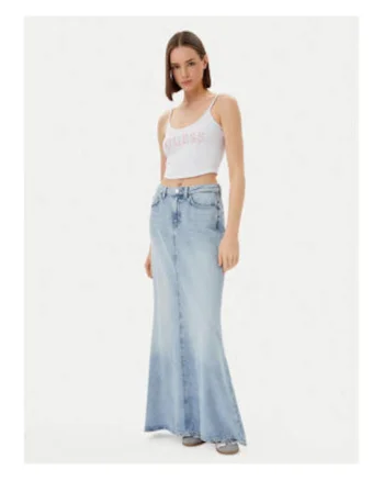 Top crop cu logo si guler rotund