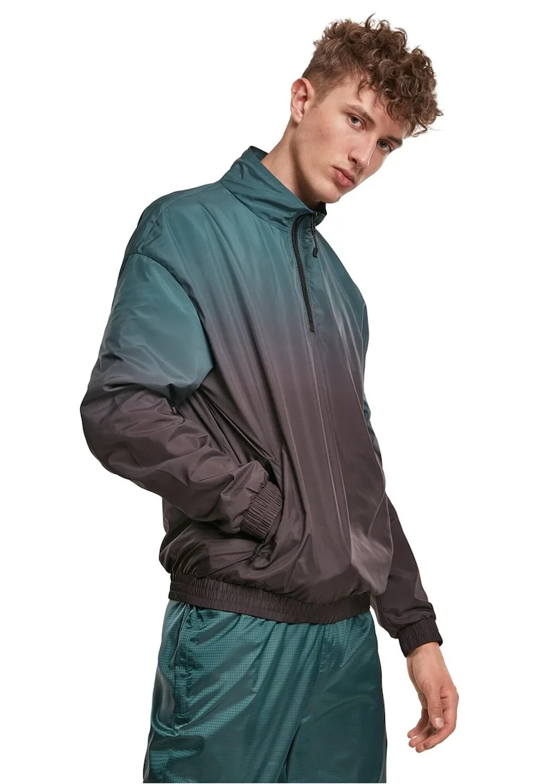 Bluza de trening cu decolteu cu fermoar scurt, Negru/Albastru petrol