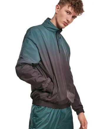 Bluza de trening cu decolteu cu fermoar scurt, Negru/Albastru petrol