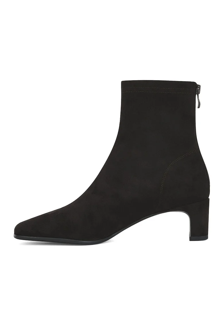 Botine din piele intoarsa sintetica, Maro
