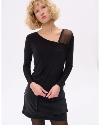 Bluza slim fit cu decolteu asimetric