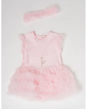 Set de rochie cu tutu si bentita, Roz pastel