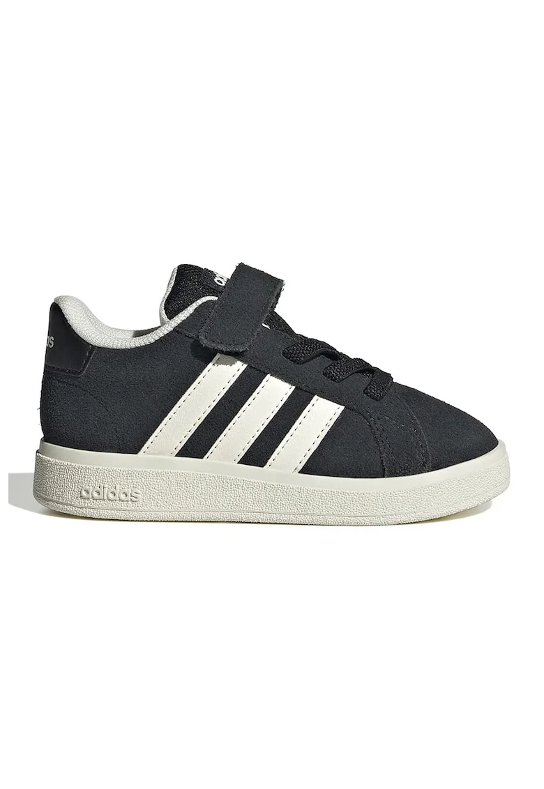 Pantofi sport Grand Court cu velcro, Negru/Alb murdar