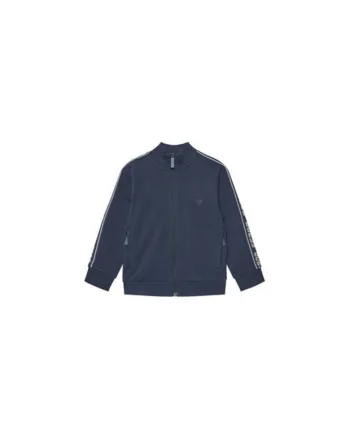 Bluza de trening cu fermoar si benzi cu logo pe maneci