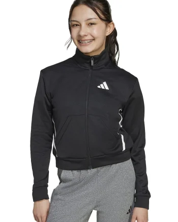 Bluza de trening cu fermoar si guler mediu, Alb/Negru
