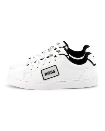 Pantofi sport flatform din piele cu aplicatie logo, Alb optic