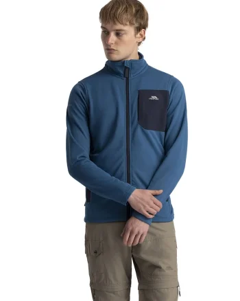 Bluza din fleece cu fermoar si segmente contrastante Falkenham, Albastru