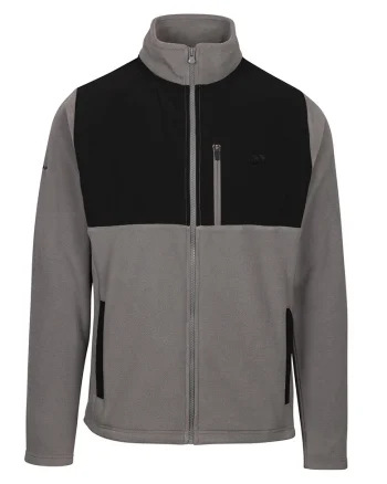 Bluza din fleece cu fermoar si segmente contrastante Falkenham, Negru/Gri