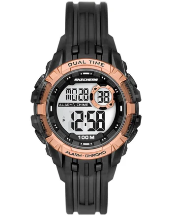 Ceas digital cu catarama, Negru/Bronz