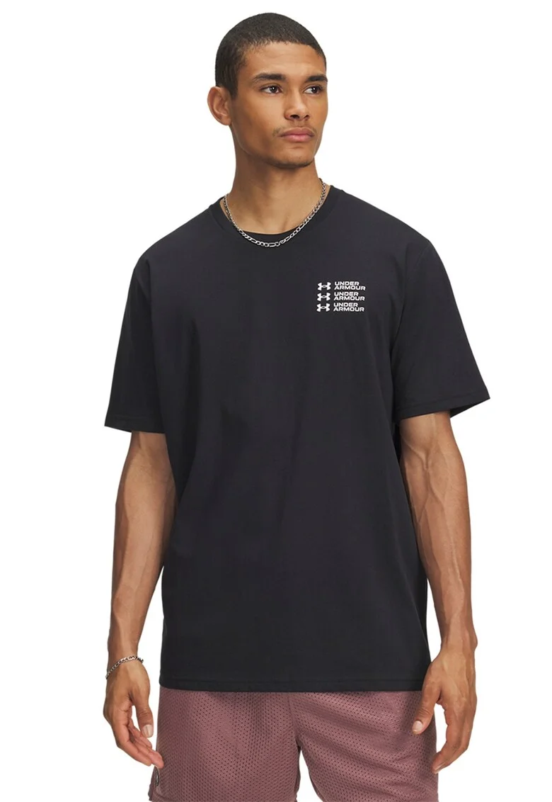 Tricou regular fit cu decolteu la baza gatului, Negru/Alb murdar