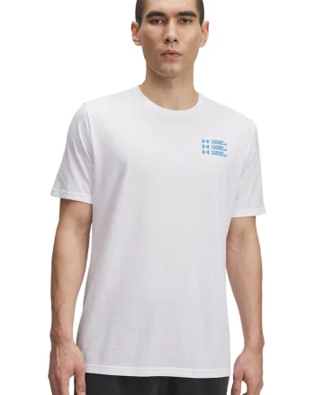 Tricou regular fit cu decolteu la baza gatului, Alb optic/Albastru