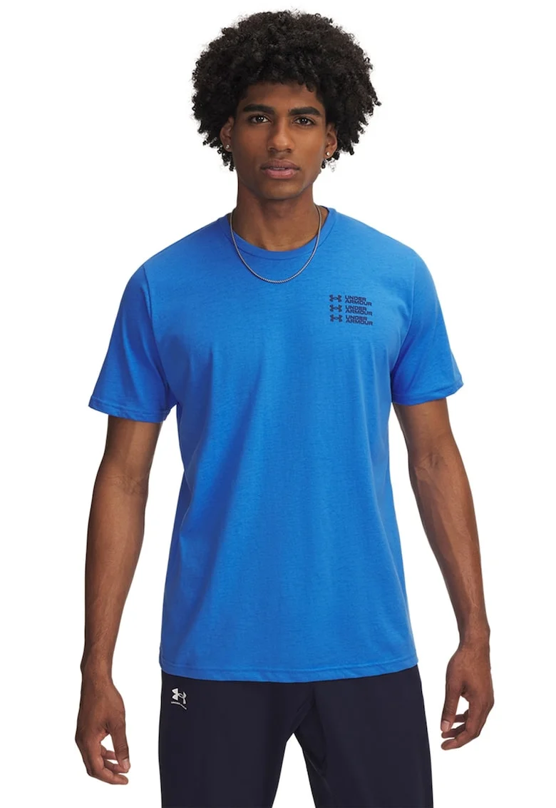 Tricou regular fit cu decolteu la baza gatului, Albastru royal