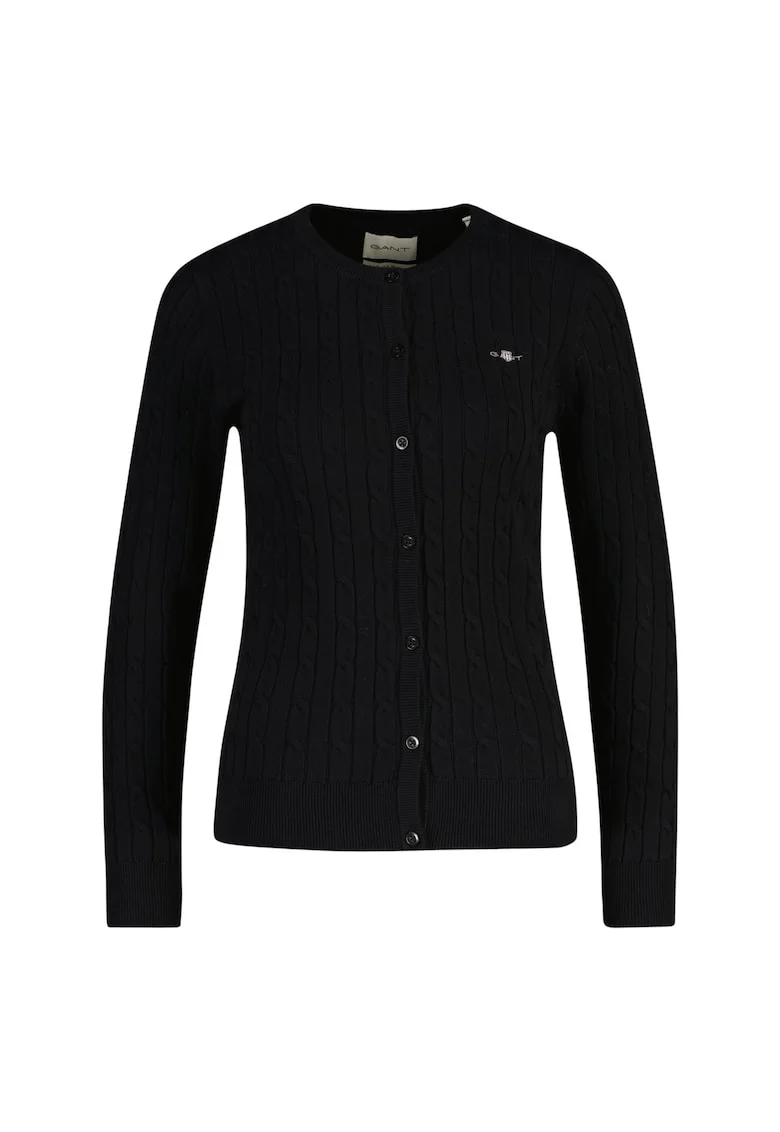 Cardigan cu nasturi si model torsade, Negru