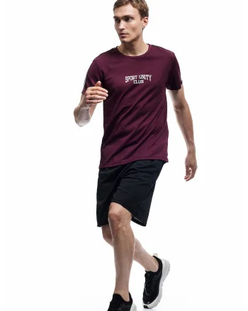 Tricou regular fit cu imprimeu text, Alb/Rosu inchis