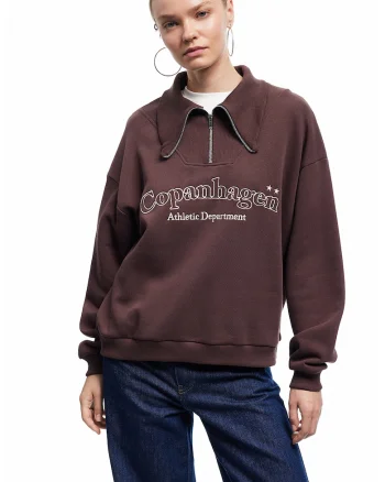 Bluza de trening cu guler inalt, Violet tyrian