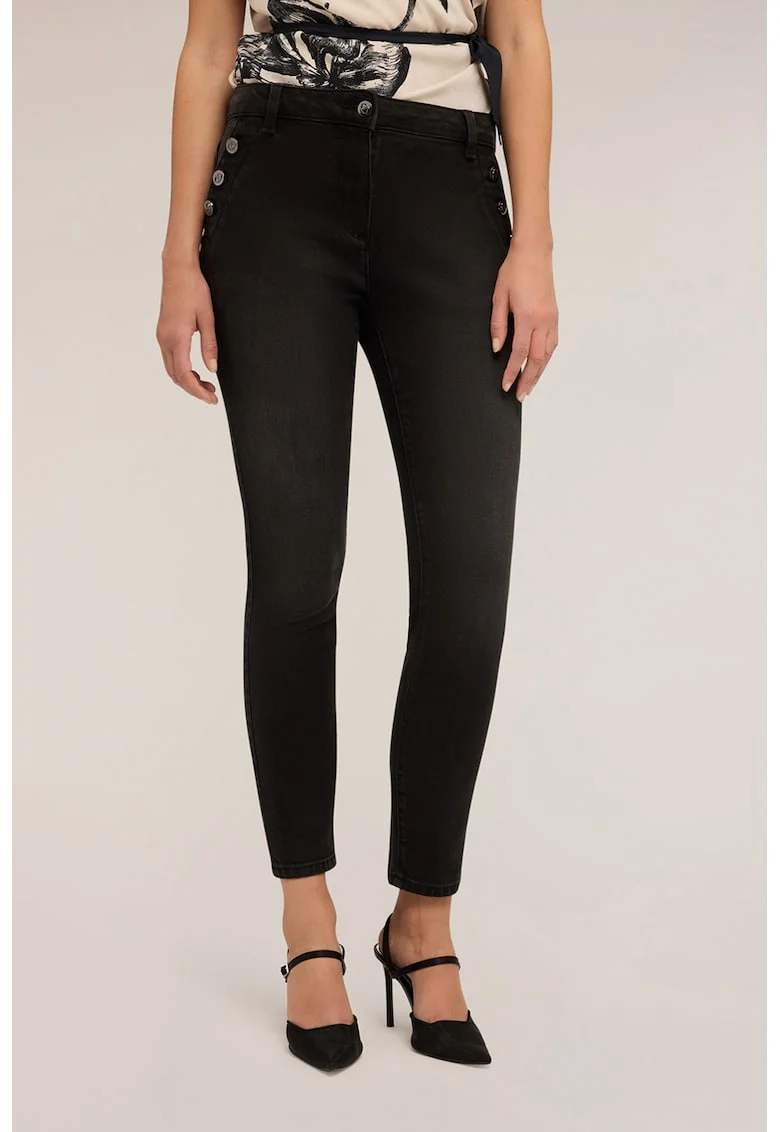 Blugi skinny cu talie medie, Negru