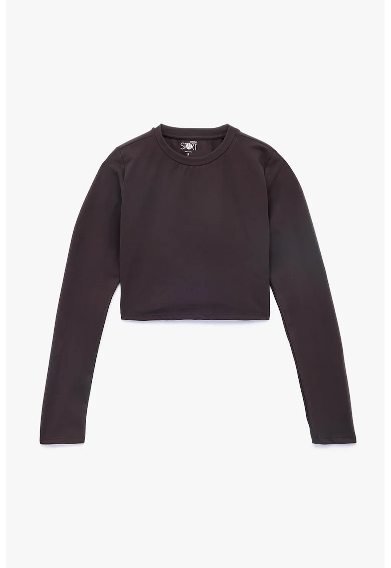 Bluza crop cu decolteu la baza gatului, Violet pruna