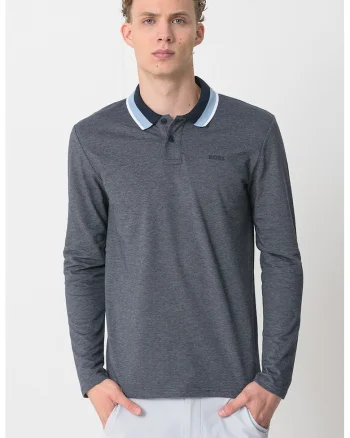 Bluza polo de bumbac, Albastru prafuit