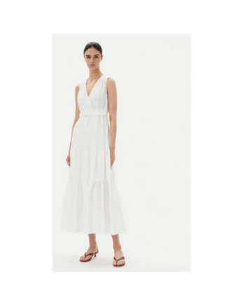 Rochie de vara dama  251-RASKA, Bumbac/Poliester, Alb, Alb