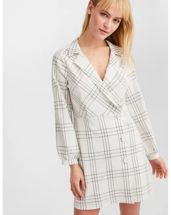 Rochie scurta cu model in carouri, Negru/Alb murdar