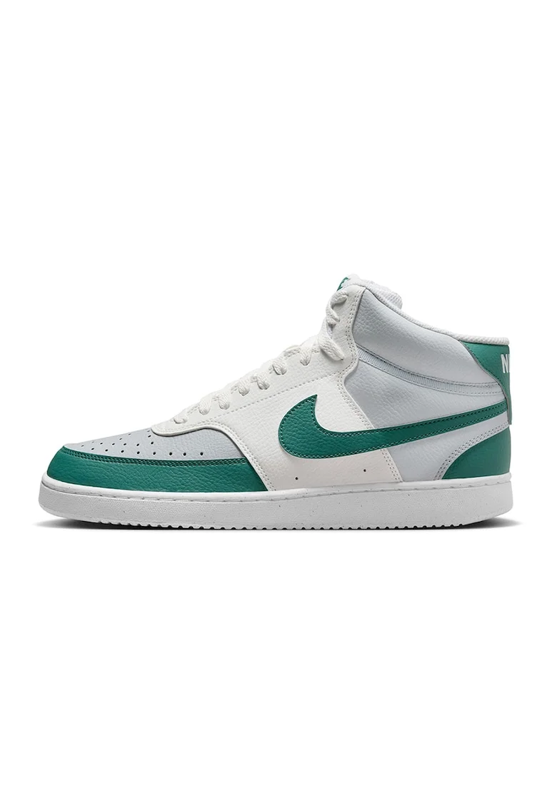 Pantofi sport mid-high de piele ecologica Court Vision, Alb/Verde/Gri