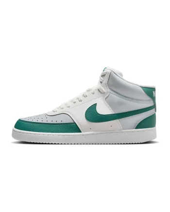 Pantofi sport mid-high de piele ecologica Court Vision, Alb/Verde/Gri