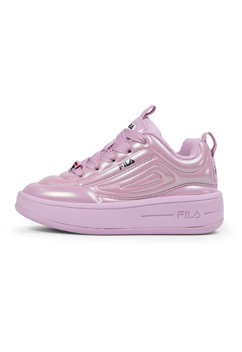 Pantofi sport wedge din piele ecologica, Roz pastel