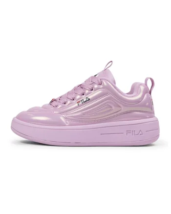 Pantofi sport flatform cu aspect metalic, Roz pastel